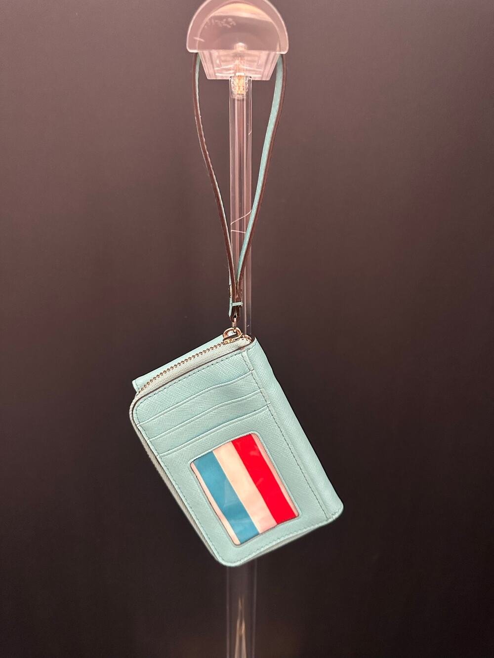 Kate Spade New York Mint Seafoam Saffiano Leather Zip Wristlet Wallet